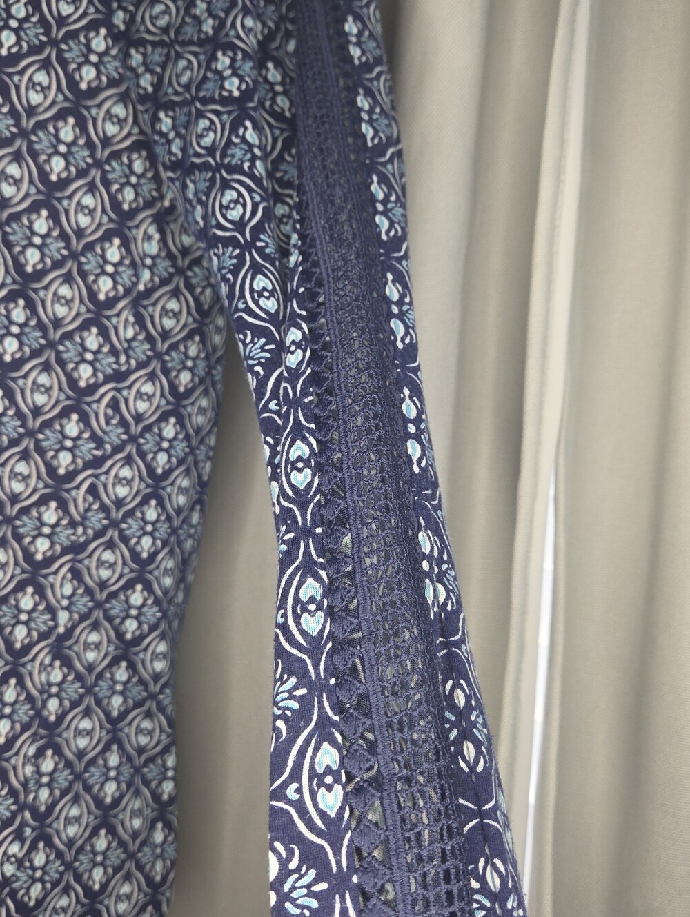 St. John's Bay Navy and White Geometric Long-Sleeve Blouse - Picture 2 of 7
